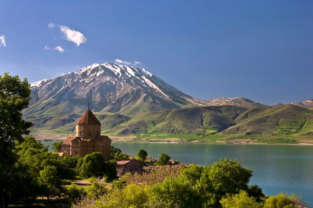 Turkey. Akdamar Island (Akdamar Adasi) in Van Lake. The Armenian Cathedral Church of the Holy Cross (from 10th century)
