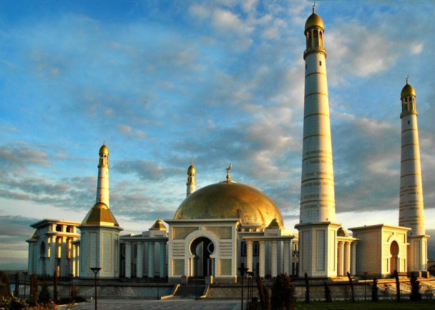 Turkmenistan - Ashghabat / Ashgabat / Ashkhabad / Ahal / ASB: Kipchak Mosque at dusk - 